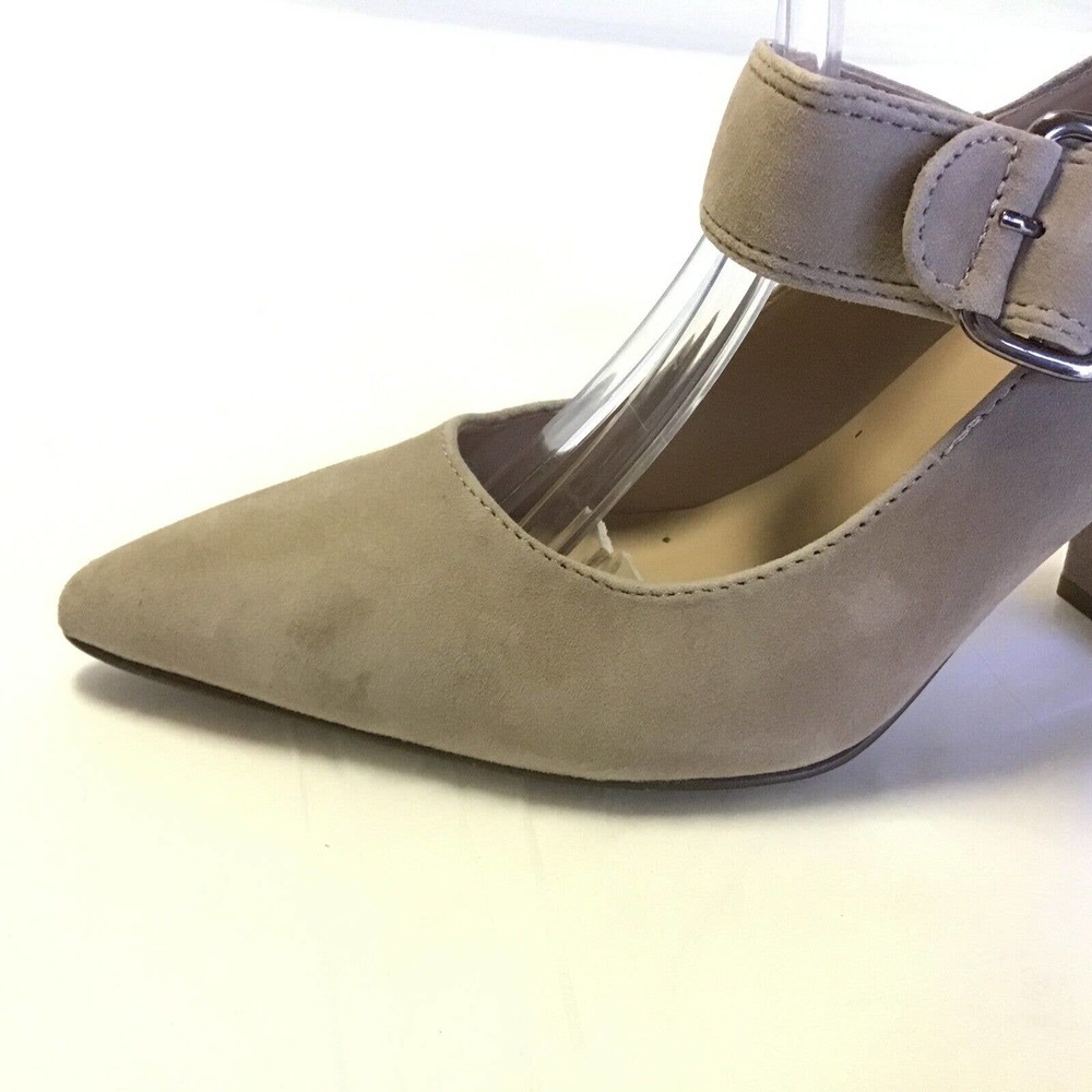 Tommy Hilfiger Ventur Suede Womens 9M Chunky Heels Tan Beige Silver Y2K Style - Picture 6 of 16